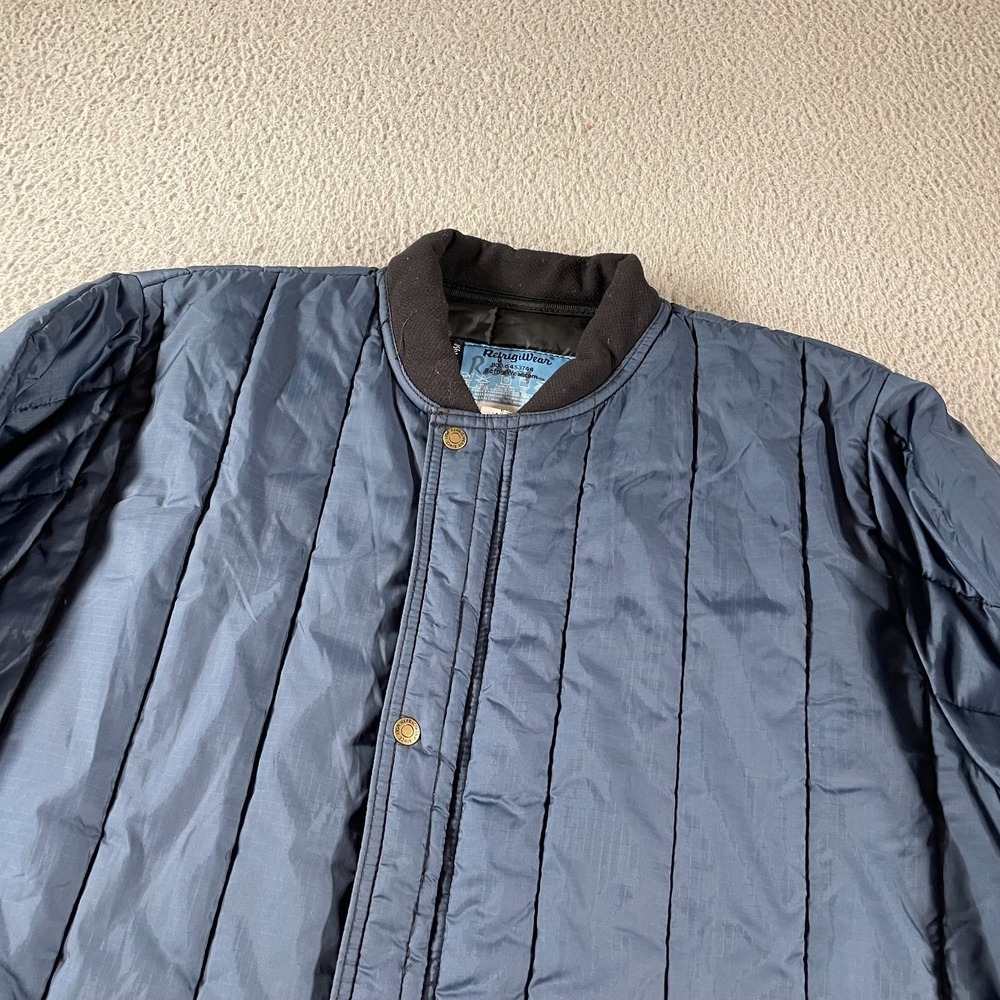 Refrigiwear Insulated Puffer Men's Long Coat Size 2XL Navy Blue‎ Warm Full Zip * - Picture 2 of 13